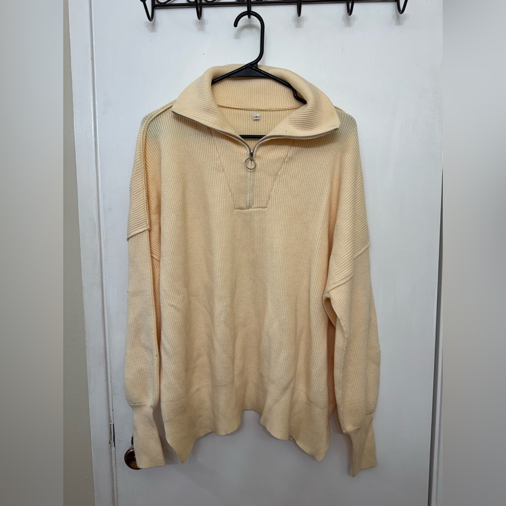 Amazon Women's Cream Zip-Up Sweater
